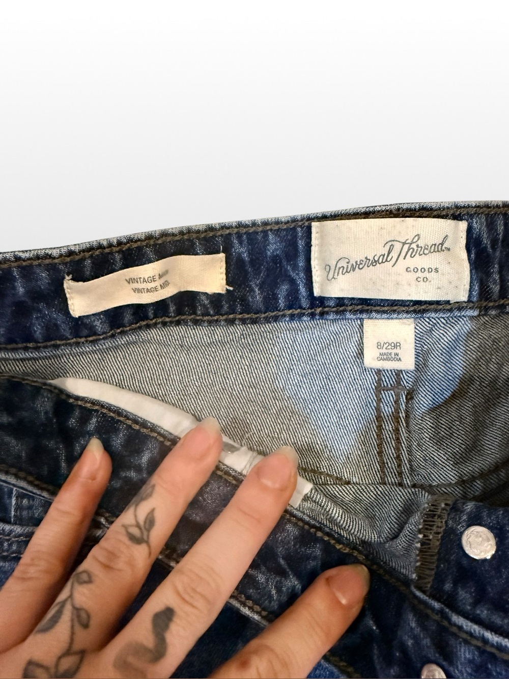 Universal Thread Dark Blue Distressed Denim Cutoff Shorts - Picture 2 of 6